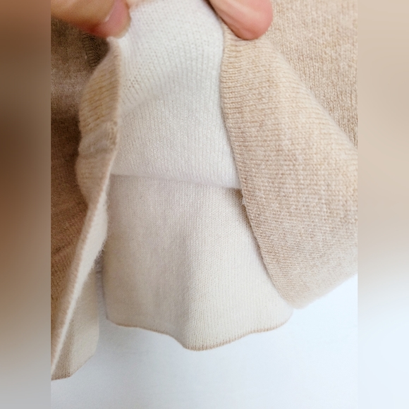 $189 Talbots Women's Pure Merino Wool Open Front Cardigan Tan/Cream XS - Picture 11 of 14